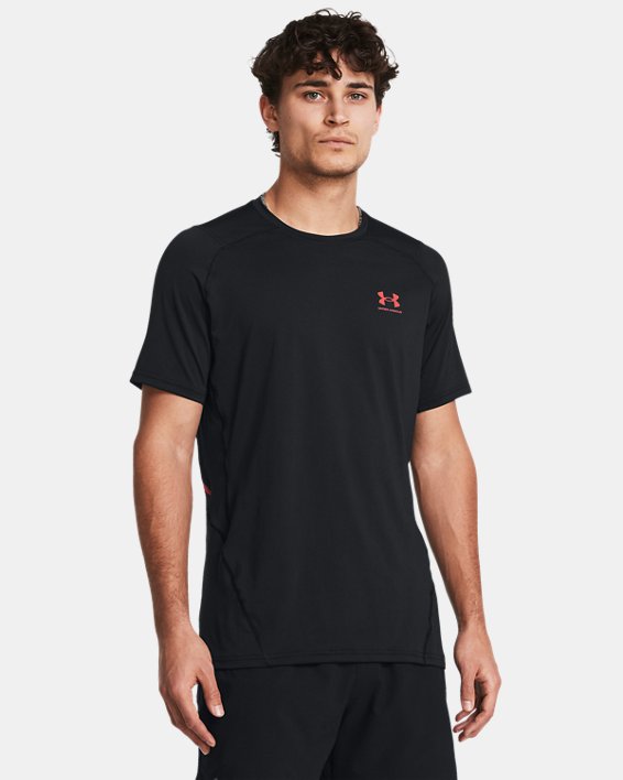 Men's HeatGear® Fitted Graphic Short Sleeve, Black, pdpMainDesktop image number 0